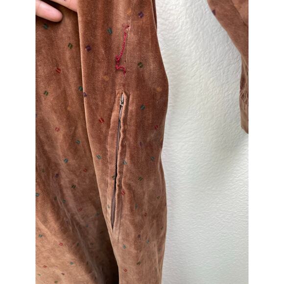 Vintage 70s Womens Dress Sz M Velvet Boho Hippie Sack Witchy Velour Festival - Picture 5 of 8